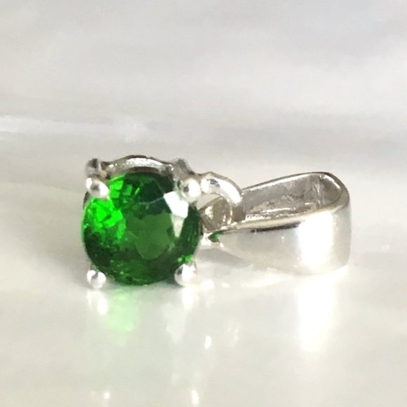 Genuine Chrome Diopside .925 Pendant Natural Gemstone Sterling Silver - Picture 10 of 16